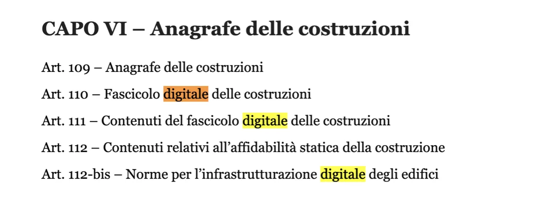 FASCICOLO DIGITALE DELLE COSTRUZIONI
