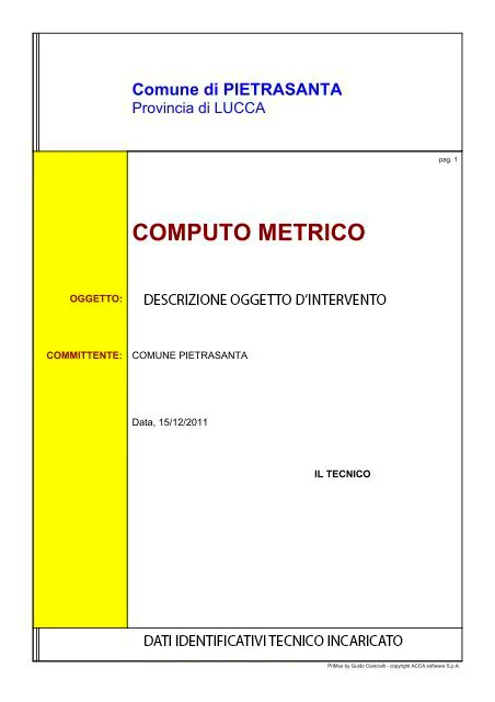 Computo metrico estimativo copertina esempio